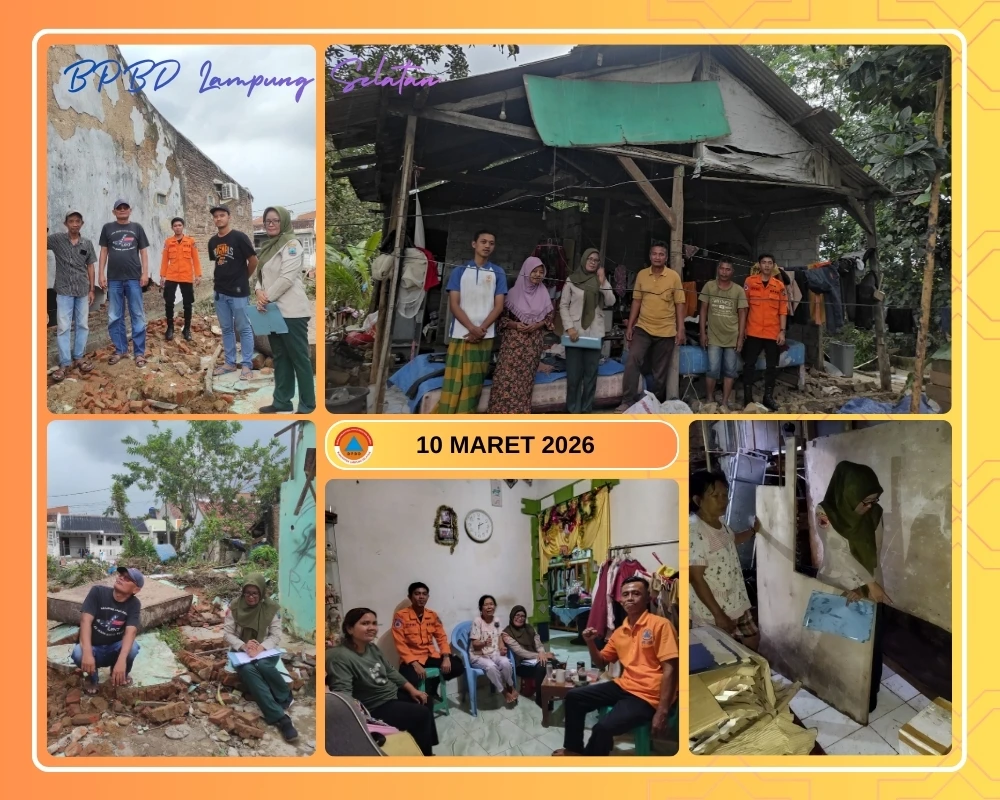 BPBD Lampung Selatan Inventarisir Kerusakan Rumah Warga Pascabencana di Jati Agung