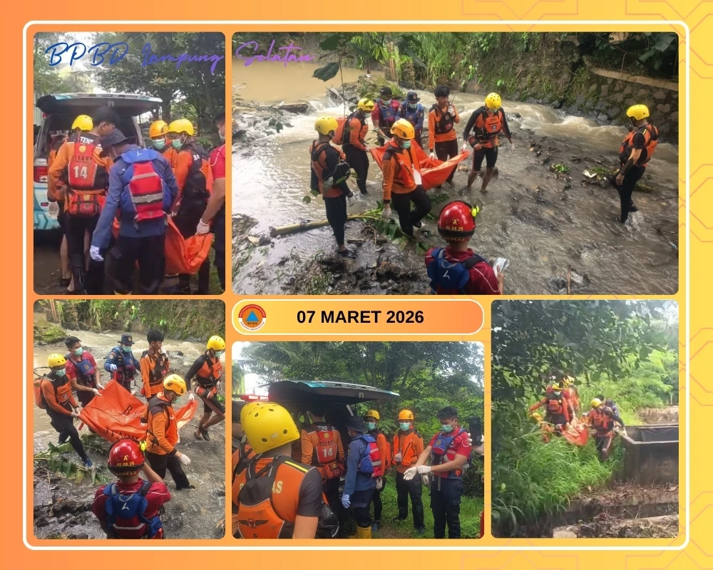 BPBD Lampung Selatan, Tim SAR, dan Tim Gabungan Lainnya Berhasil Temukan Korban Hanyut di Sungai Desa Kaliasin