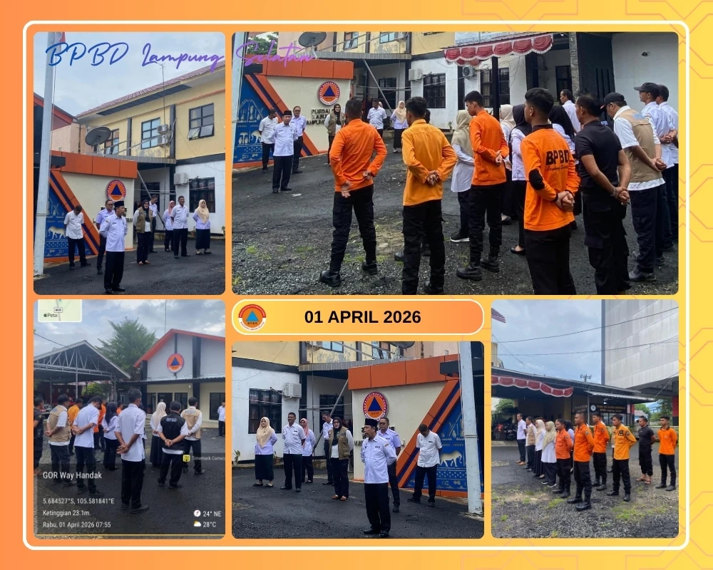 Kalak BPBD Lampung Selatan Pimpin Apel Mingguan di Tengah Cuaca Mendung