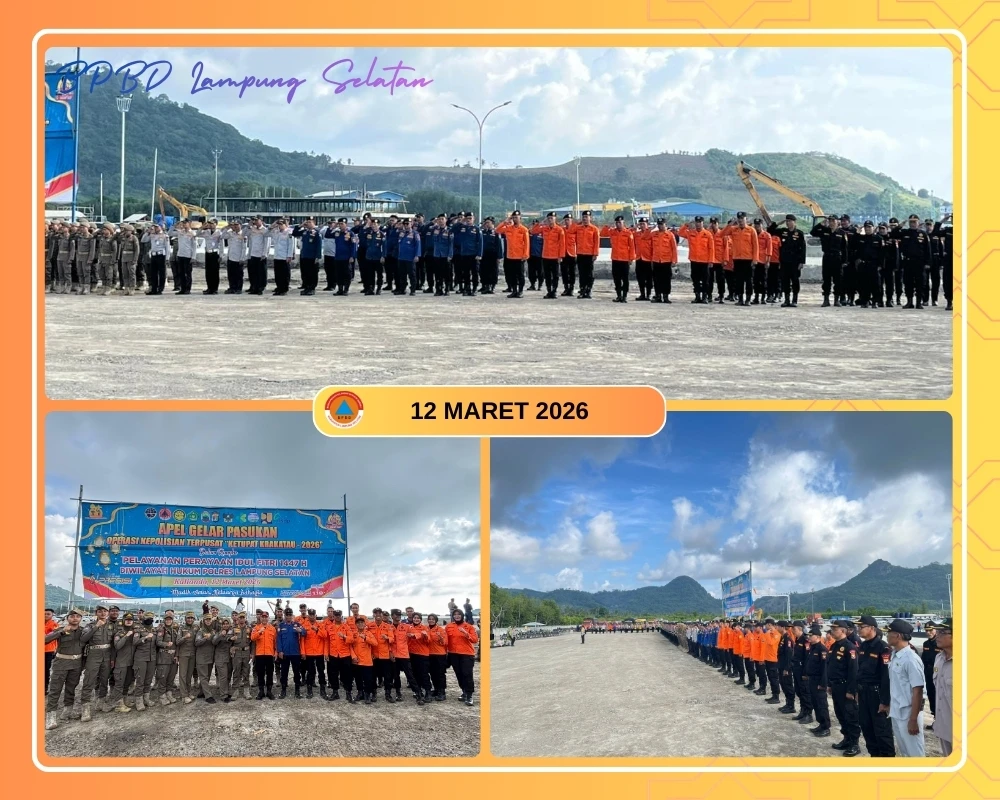 Siap Amankan Idul Fitri 1447 H, BPBD Lampung Selatan Ikuti Apel Gelar Pasukan Ops Ketupat Krakatau 2026