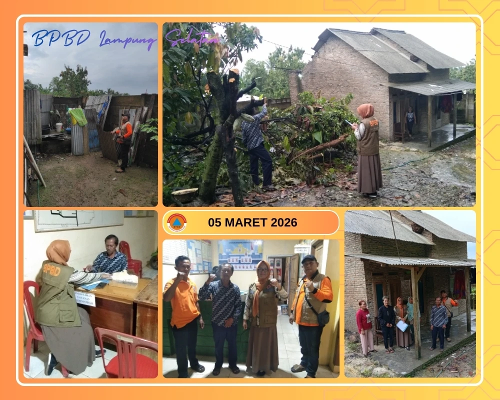 Puting Beliung Terjang Jati Agung, BPBD Lampung Selatan Bergerak Cepat Lakukan Identifikasi dan Inventarisasi Kerusakan