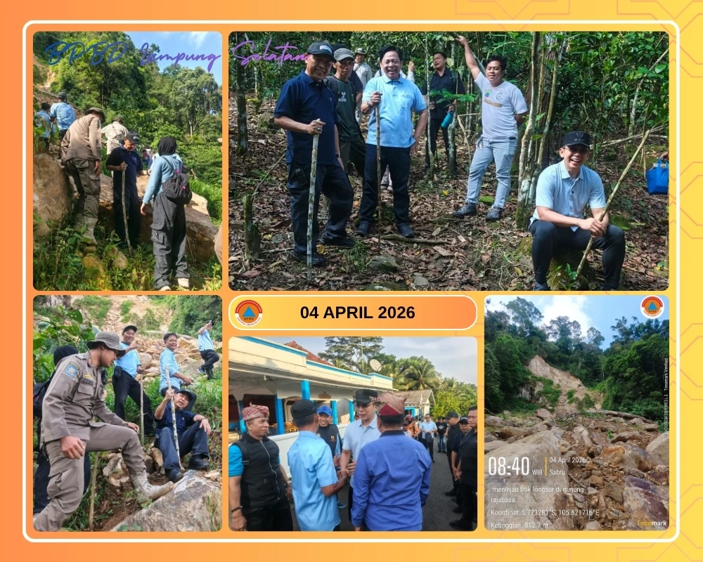 BPBD Lampung Selatan Dampingi Bupati Tinjau Lokasi Longsor di Gunung Rajabasa dan Lakukan Penanaman Pohon