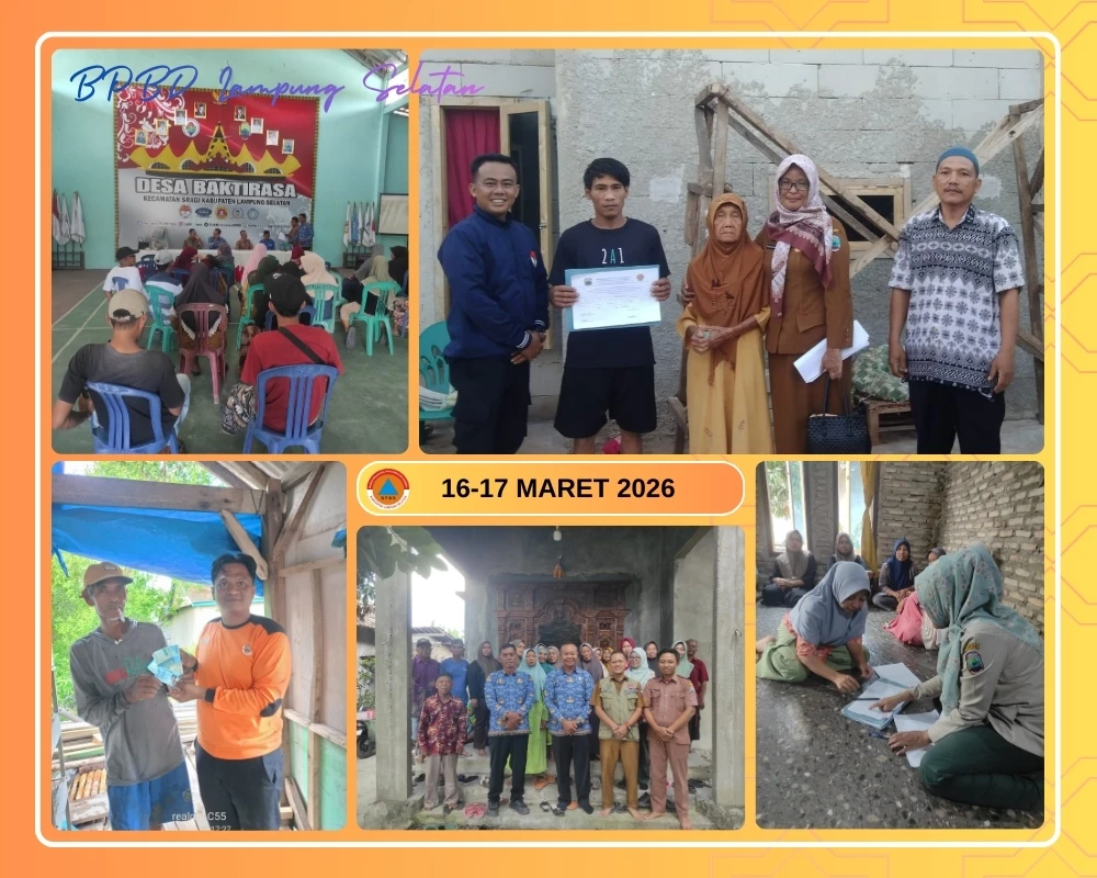 BPBD Lampung Selatan Salurkan Bantuan Perbaikan Rumah Rusak Akibat Bencana Hidrometeorologi di Lima Kecamatan