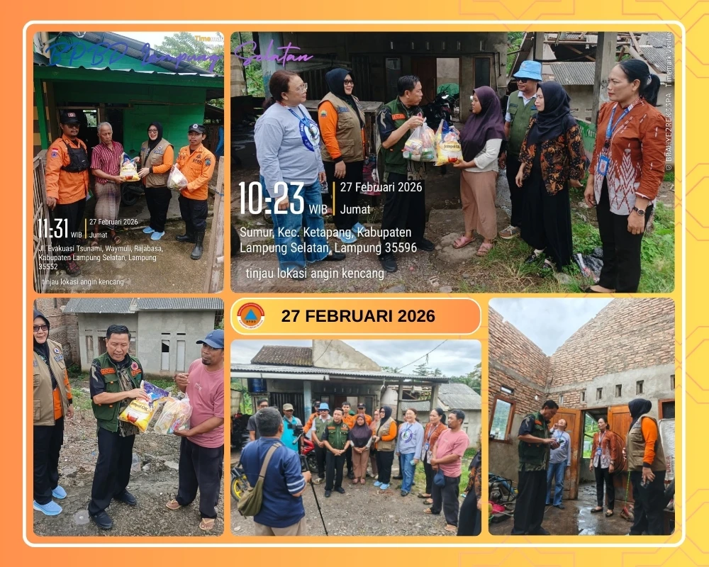 Kalak BPBD Lampung Selatan Turun Langsung Tinjau Lokasi Terdampak Angin Puting Beliung di Tiga Kecamatan